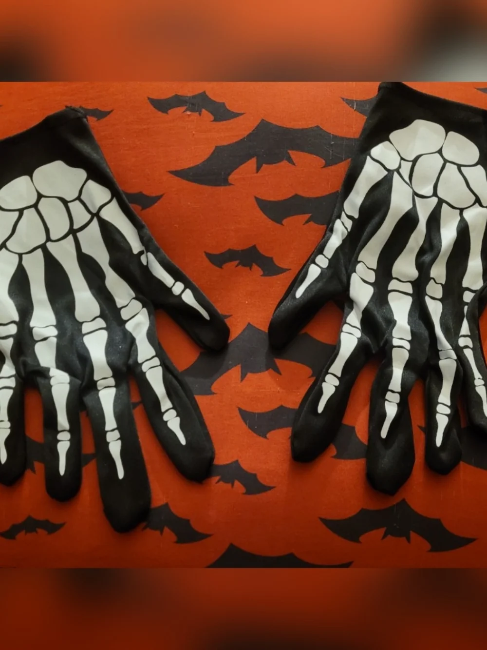 Skeleton Print Black Gloves for Kids Costume Dance